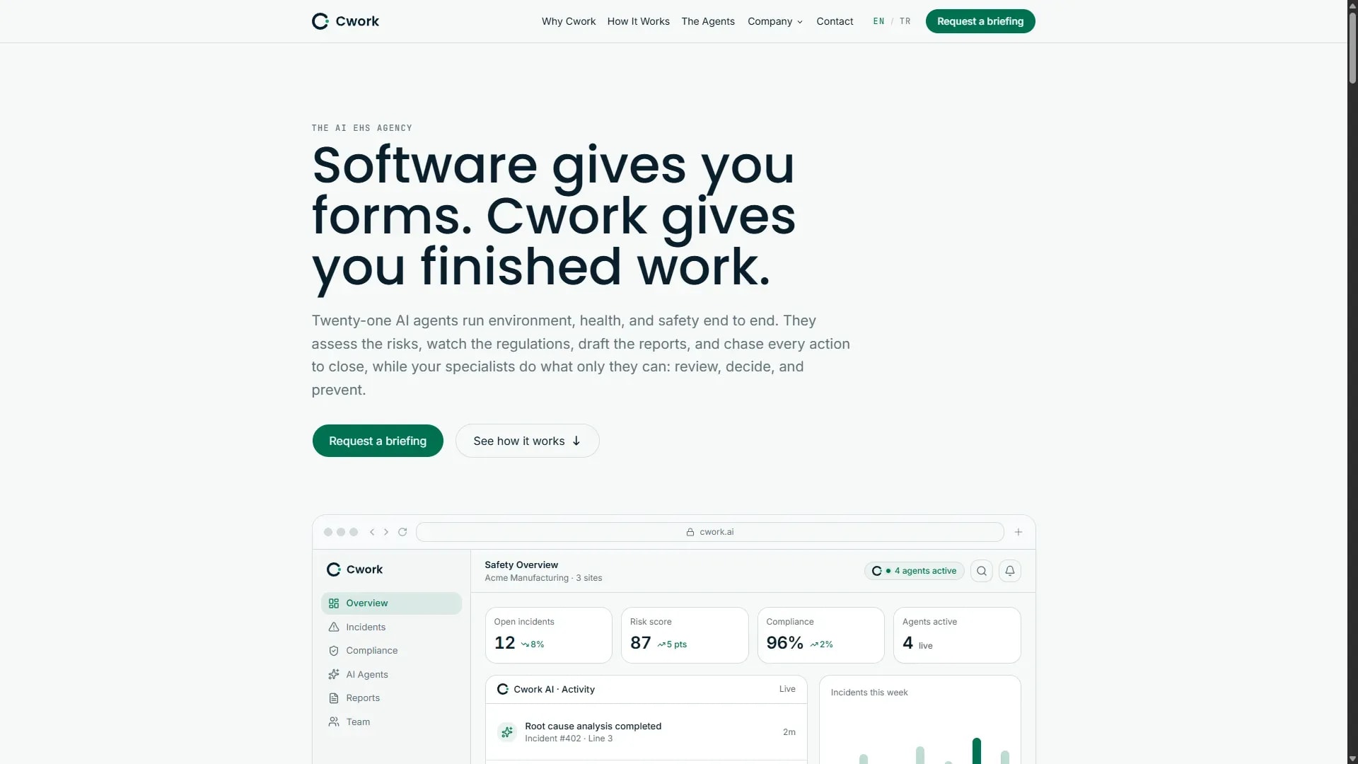 Cwork multi-agent AI platform for EHS operations